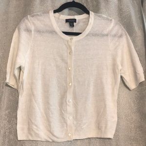 Short sleeve button front sweater